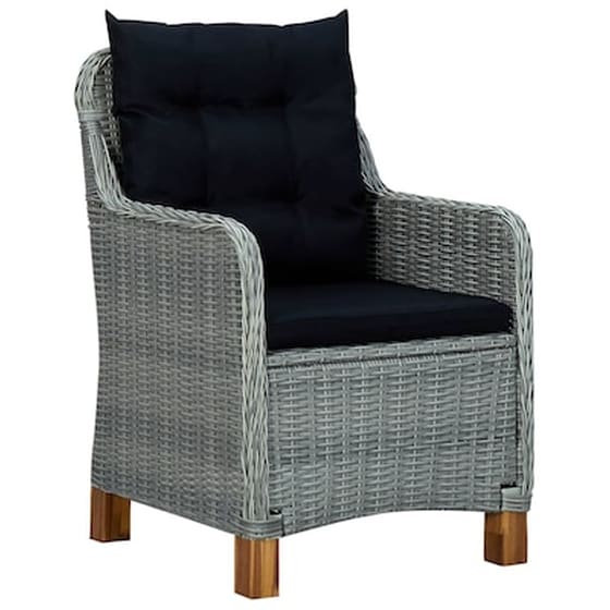 Vidaxl Σετ Τραπεζαρίας Κήπου 9 Τεμαχίων Ανοιχτό Γκρι image 4