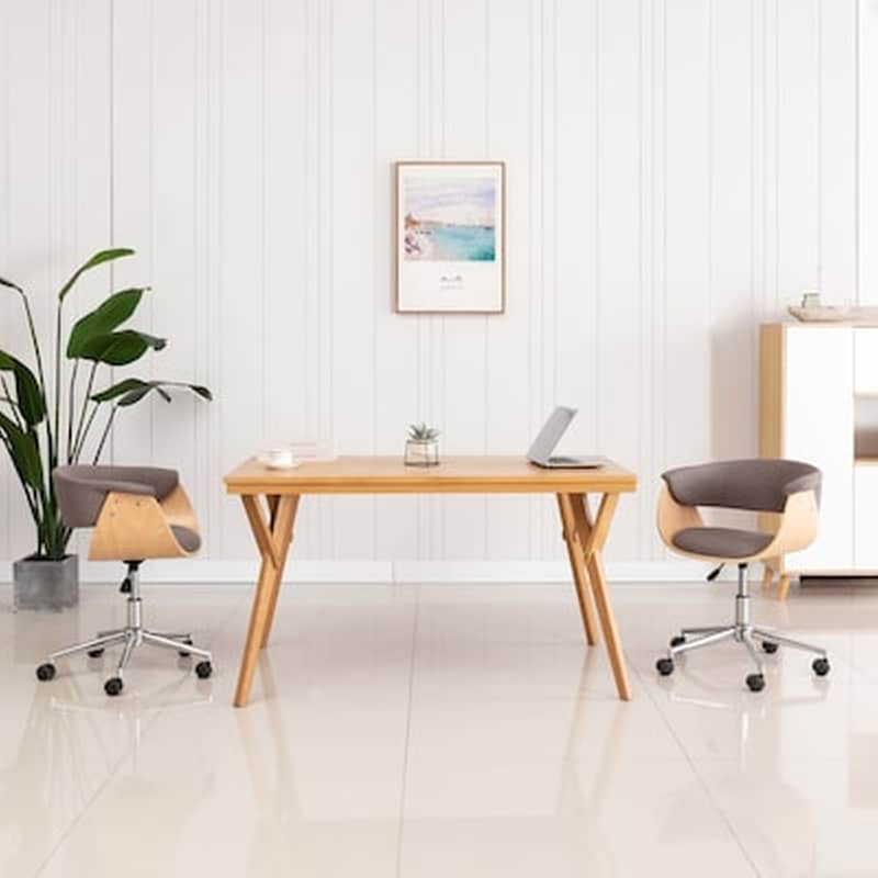 VIDAXL Vidaxl Καρέκλα Τραπεζαρίας Περιστρεφόμενη Taupe Λυγισμένο Ξύλο/ύφασμα
