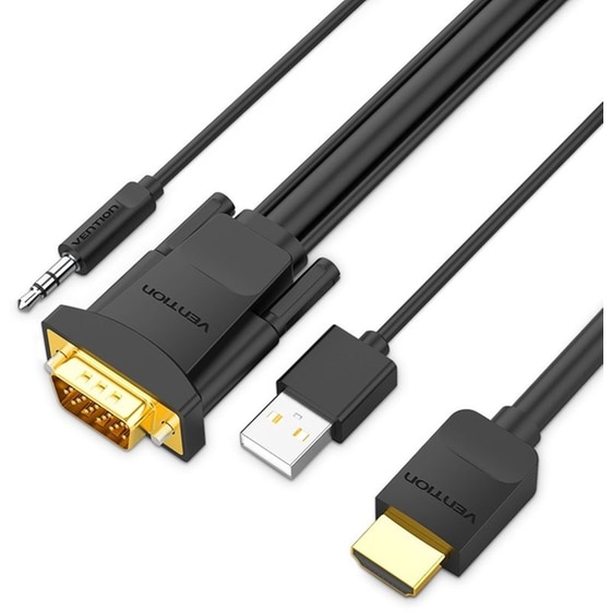 Αντάπτορας VENTION ABIBI HDMI σε VGA, Jack 3.5 mm, USB-A 3m - Μαύρο image 0