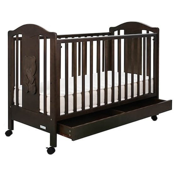 Bebe Stars Βρεφικό Κρεβάτι Polar Με Ρυθμιζόμενο Κάγκελο Καφέ 451-01 image 0