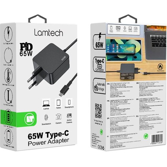 Φορτιστής LAMTECH LAM113447 για laptop Universal με υποδοχή USB-C - 65 W image 4