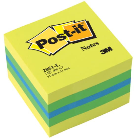 Post-It Κύβος 3M Χαρτάκια Σημειώσεων Mini Κίτρινο Πράσινο Μπλε 400 Φύλλα image 0