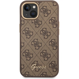 Θήκη Apple iPhone 14 Plus - Guess 4g Logo Collection Script Metal Logo - Καφέ