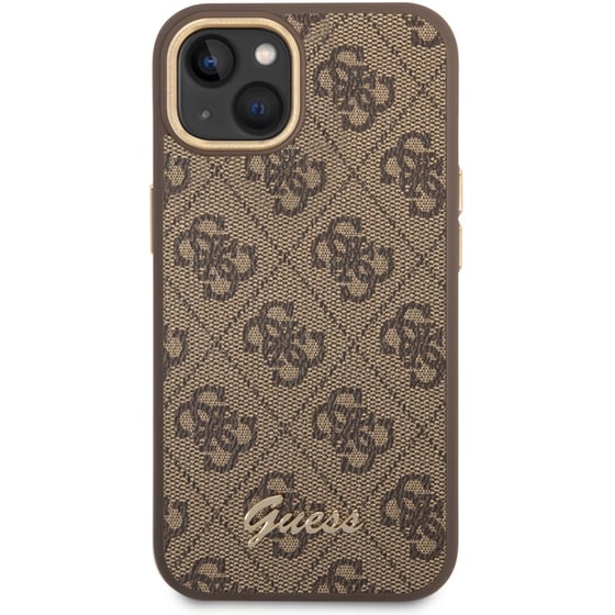 Θήκη Apple iPhone 14 Plus - Guess 4g Logo Collection Script Metal Logo - Καφέ image 0