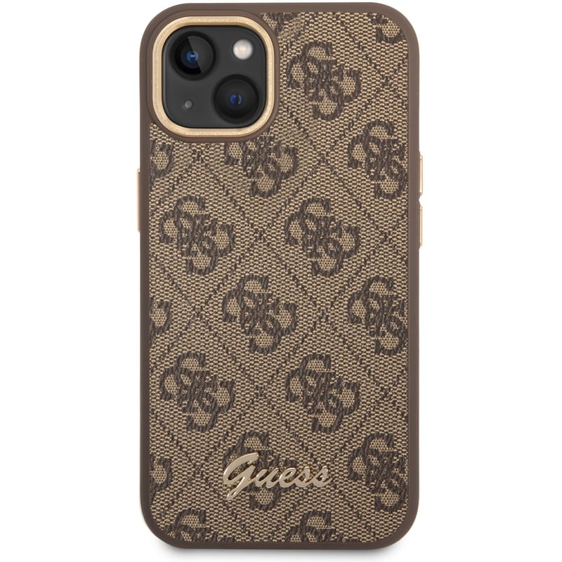 GUESS Θήκη Apple iPhone 14 Plus - Guess 4g Logo Collection Script Metal Logo - Καφέ