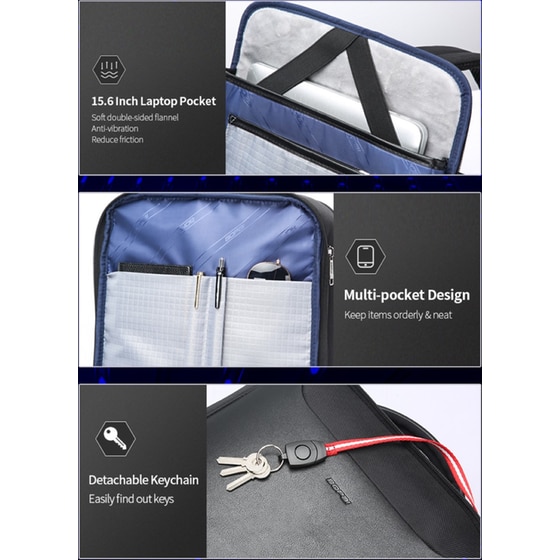Τσάντα Laptop Bopai 61-19011 15.6" Αδιάβροχη - Μαύρο image 6