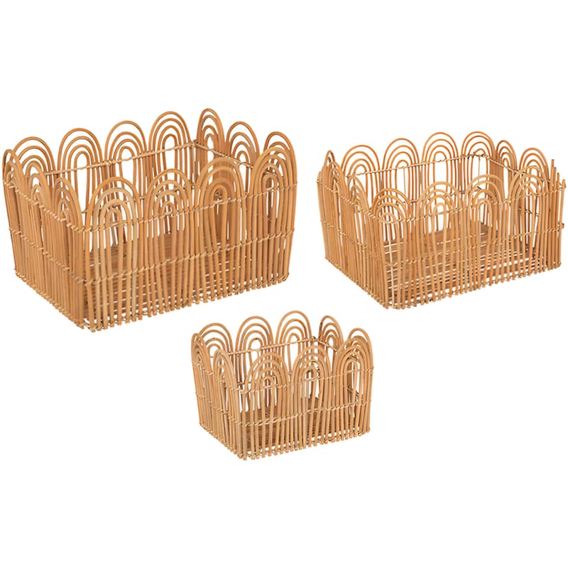 SPITISHOP Καλάθια Αποθήκευσης Spitishop Ξύλινο 3Τμχ - Καφέ