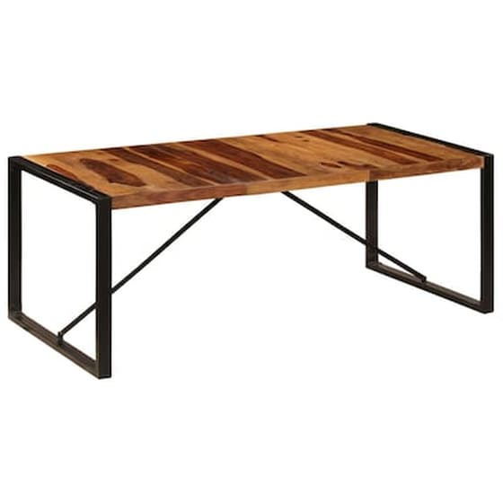 Τραπεζαρία Vidaxl από Μασίφ Ξύλο Sheesham 200x100x75 cm - Μαύρη/Καφέ image 1
