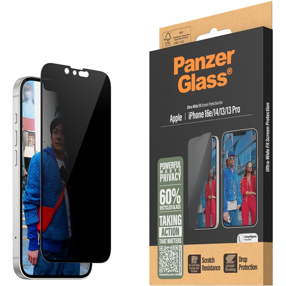 Προστατευτικό οθόνης Apple iPhone 16e/iPhone 14/iPhone 13/iPhone 13 Pro - PanzerGlass Privacy Ultra-Wide Fit Screen Protection image 2