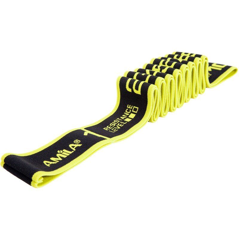 Λάστιχο Αντίστασης Amila Fabric Multi Loop Band Medium 8 kg 112x5 cm - Μαύρο/Κίτρινο