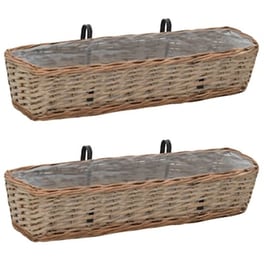 Vidaxl Ζαρντινιέρες Μπαλκονιού 2 Τεμ. 80x20x15 Εκ. Wicker Επένδυση Pe