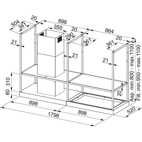 FRANKE Mythos T-Shelf FMY BK MATT F180 180 cm Μαύρο Απορροφητήρας Νησίδα image 3