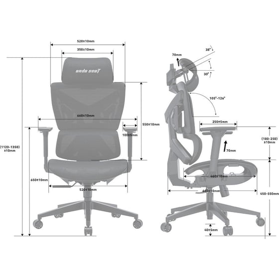Καρέκλα Gaming/ Γραφείου Anda Seat X-Air Mega XL από Ύφασμα Mesh - Μαύρη image 2