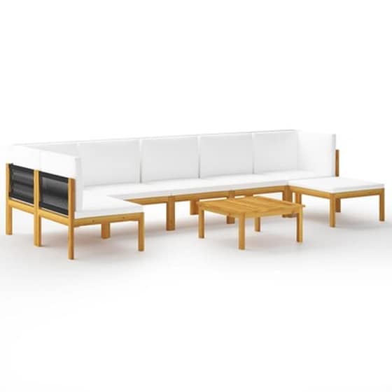 Σαλόνι Κήπου Vidaxl 8 Τμχ Από Κρεμ Μασίφ Ξύλο Ακακίας Με Μαξιλάρια image 2