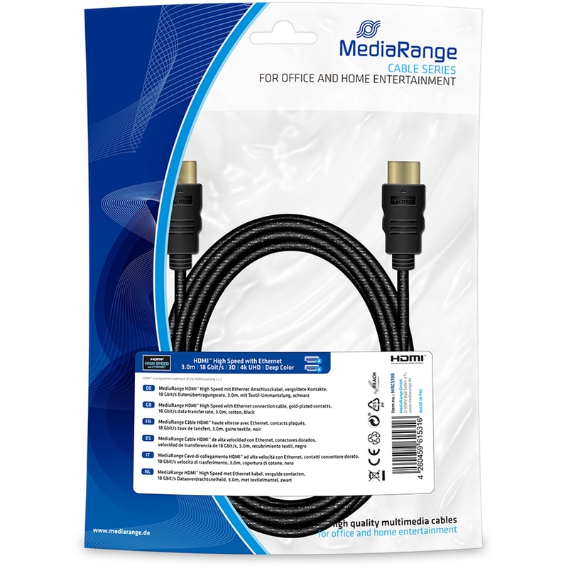 MEDIARANGE Καλώδιο MediaRange MRCS198 HDMI Male σε HDMI Male - 3m