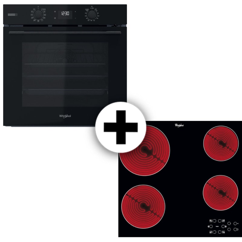 WHIRLPOOL WHIRLPOOL OMSK58RU1SB AKT8090LX 71 Lt Μαύρο Εντοιχιζόμενος Σετ Φούρνος και Εστία