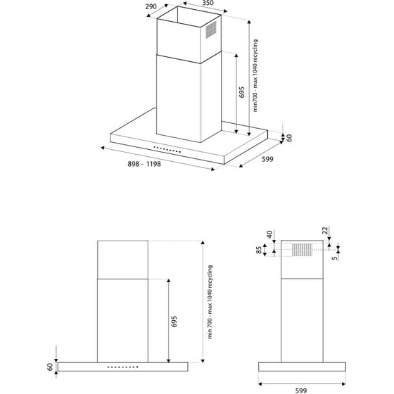 BERTAZZONI KTI90P1AXT 90 cm Inox Απορροφητήρας Νησίδα image 1