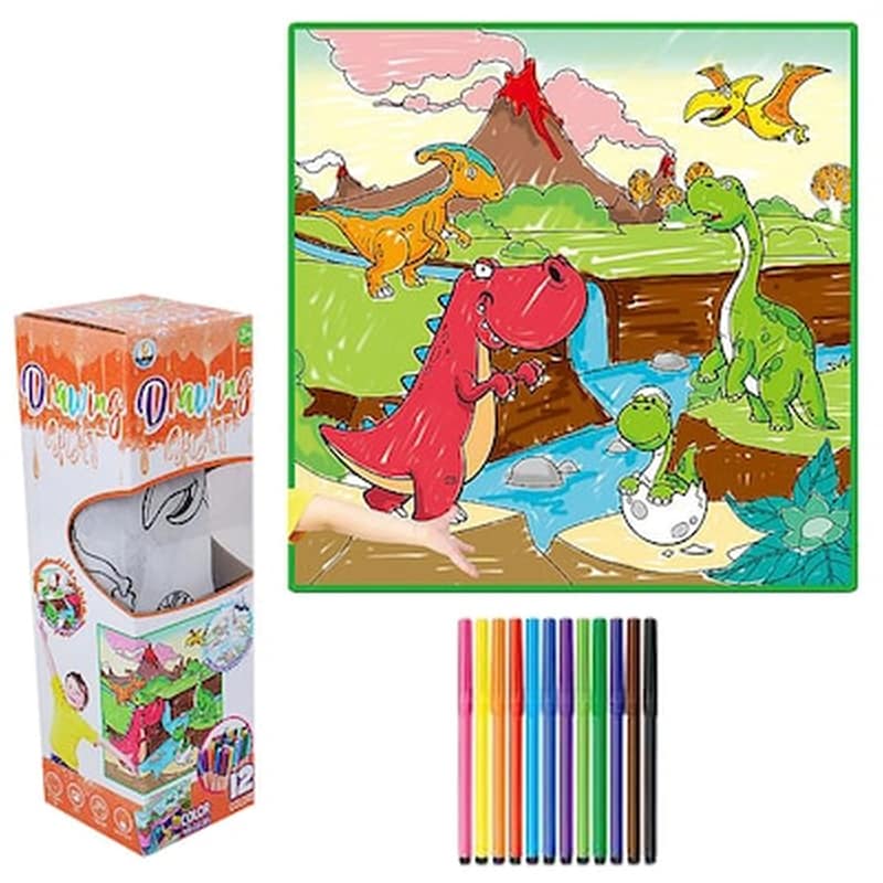 Ζωγραφική Δεινοσαυράκια 50x50cm Καί 12 Χρώματα 8x8x26cm Toymarkt 913204