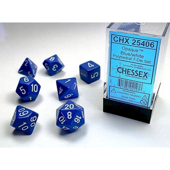 Σετ Ζάρια Opaque Polyhedral 7-die Sets Blue /White Chessex image 1
