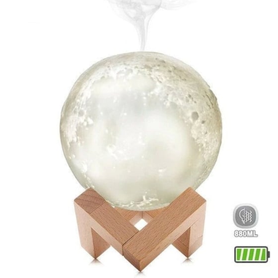 Ανάγλυφο Φωτιστικό Αφής - Υγραντήρας 3d Moon Lamp Led- Oem image 0