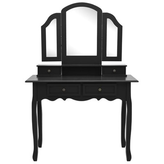Vidaxl Μπουντουάρ Με Σκαμπό Μαύρο 100 X 40 X 146 Εκ. Ξύλο Παυλώνιας image 4