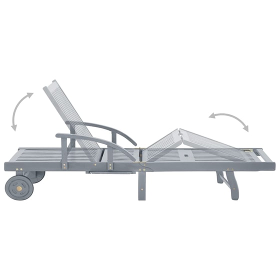 Ξαπλώστρα VidaXL από Μασίφ Ξύλο Ακακίας 200x68x30-86 cm - Γκρι/Ανθρακί image 9