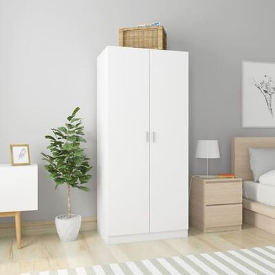 Δίφυλλη Ντουλάπα Vidaxl από Μοριοσανίδα 80x52x180cm - Λευκό image 1