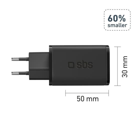 Φορτιστής Πρίζας SBS GaN 65W Ultra-Fast Charger Μαύρο image 1