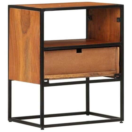 Κομοδίνο Vidaxl Από Μασίφ Ξύλο Ακακίας 40x30x50 cm - Καφέ Μαύρο image 3