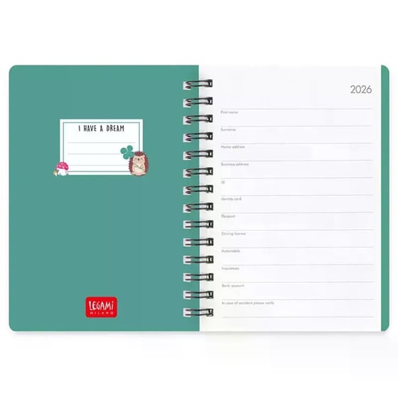 Ημερολόγιο Εβδομαδιαίο Legami 2026 12Μ Small Spiral Hedgehog image 3