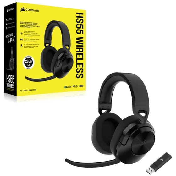 Corsair HS55 Gaming Ασύρματα Ακουστικά Bluetooth/2.4 GHz - Carbon image 4