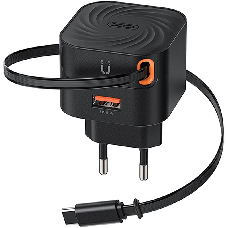 XO Φορτιστής L165 USB-A σε USB-C 0.55m Μαύρο