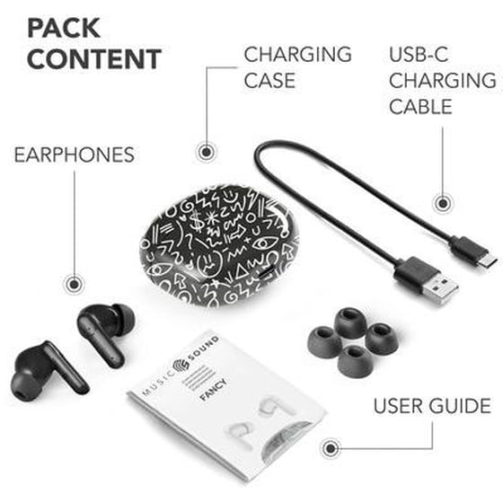 Ακουστικά bluetooth Music Sound Fancy - Μαύρο/λευκό image 3