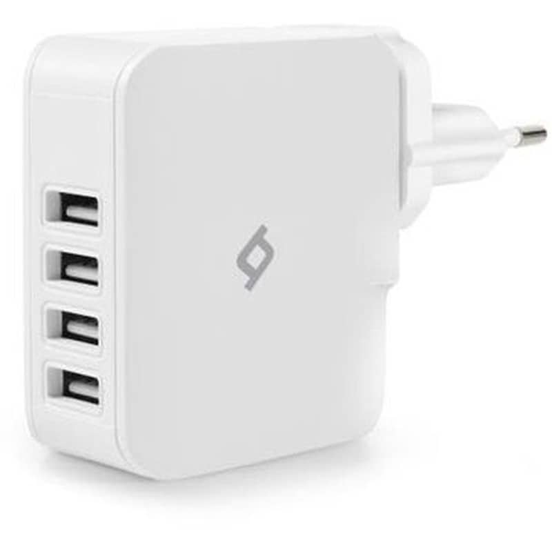 TTEC Ταχυφορτιστής με EU-UK Αντάπτορα TECC Quattro USB-A 25W - Λευκό