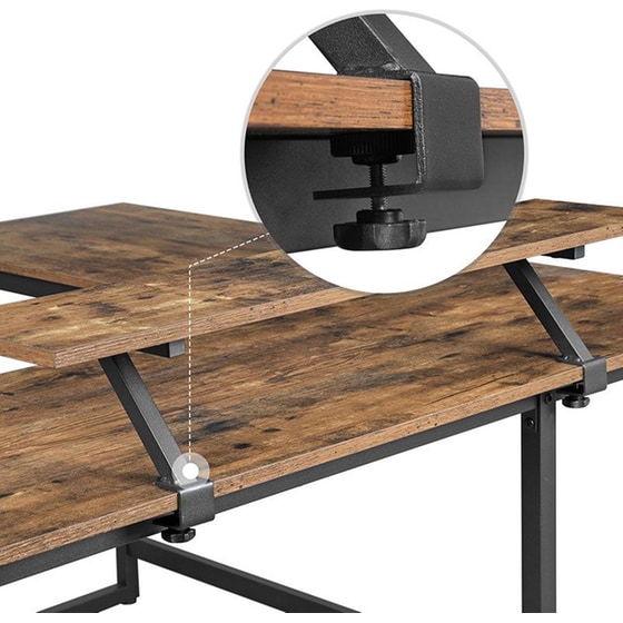 Γωνιακό Γραφείο Vasagle από Μοριοσανίδα 140x130x76 cm - Καφέ image 3