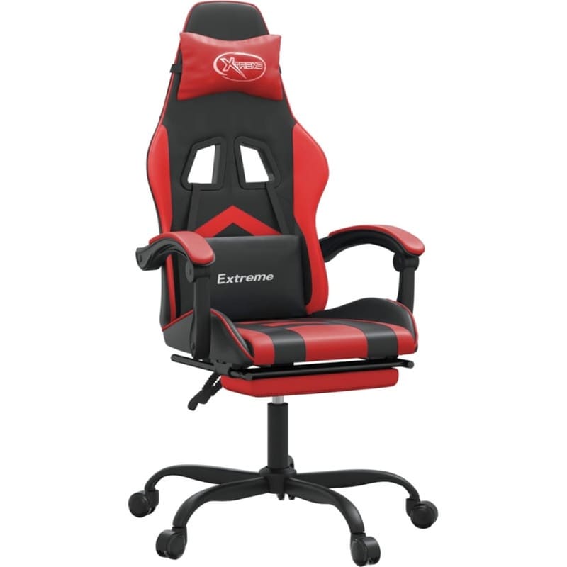 Καρέκλα Gaming VIDAXL 3143903 με Υποπόδιο από Τεχνητό Δέρμα - Μαύρο