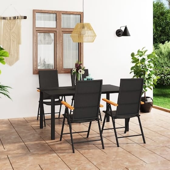 Vidaxl Σετ Τραπεζαρίας Κήπου 5 Τεμαχίων Μαύρο Και Καφέ image 1
