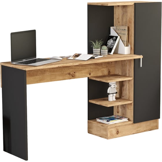 Γραφείο 24Mall Libro από Μοριοσανίδα 152.3 x 40 x 120 cm - Μπεζ/Ανθρακί image 0