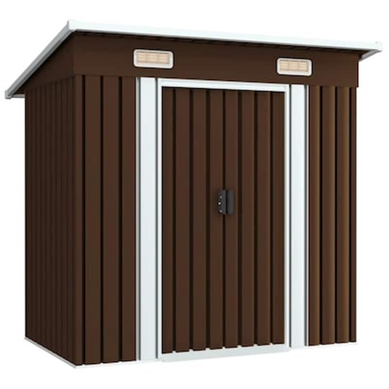 Vidaxl Αποθήκη Κήπου Καφέ 194 X 121 X 181 Εκ. Ατσάλινη VIDAXL