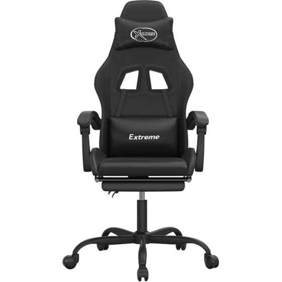 Καρέκλα Gaming VIDAXL 349587 με Υποπόδιο από Τεχνητό Δέρμα - Μαύρη image 1