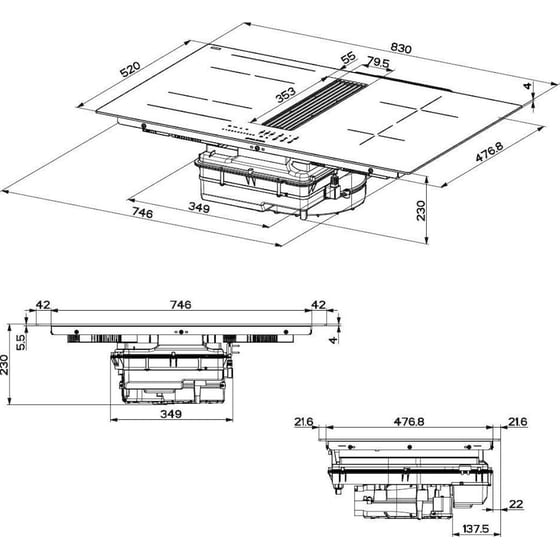 FABER GALILEO LINEAR F830 83 cm Μαύρο Εστία Επαγωγική Αυτόνομη image 3