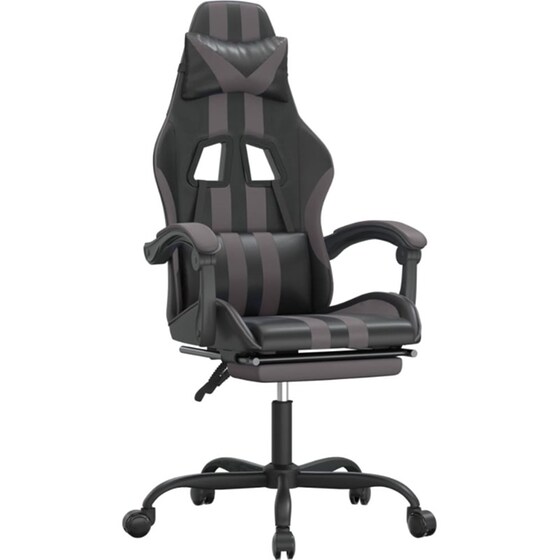 Καρέκλα Gaming VIDAXL 349535 με Υποπόδιο από Τεχνητό Δέρμα - Γκρι image 0