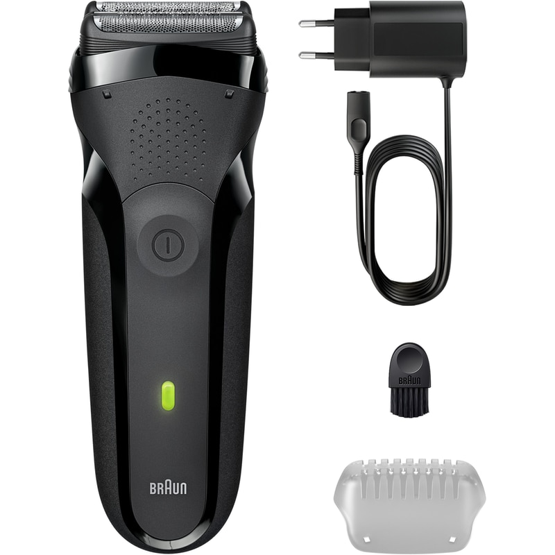 BRAUN 300S/BLK Ξυριστική Μηχανή Επαναφορτιζόμενη Μαύρο