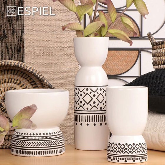 Διακοσμητικό Βάζο Espiel Cer2303 Κεραμικό Φ12.5x22.5 cm - Λευκό image 1