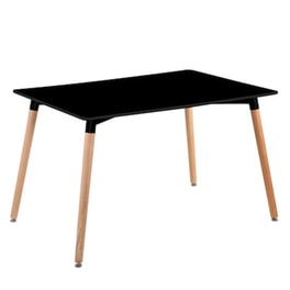 Τραπέζι Esmarket Owlet Μαύρο Mdf/Ξύλο 120x80x74cm - Μαύρο/Καφέ