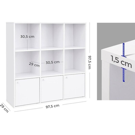 Βιβλιοθήκη Vasagle από Μοριοσανίδα 97.5x29x97.5 cm - Λευκό image 7