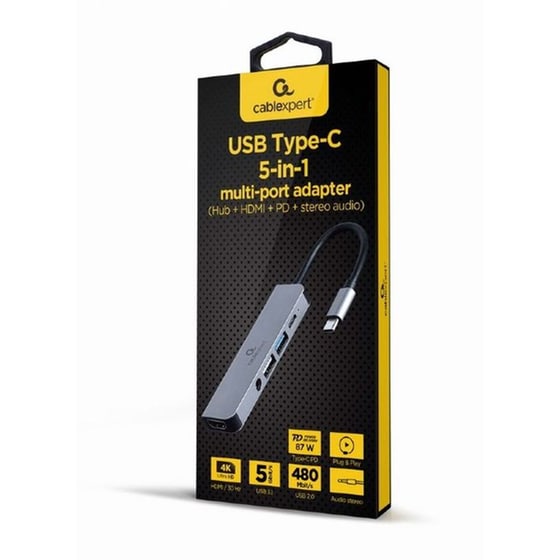 Cablexpert A-CM-COMBO5-02 USB Hub 5 σε 1 USB-C - Ασημί image 2