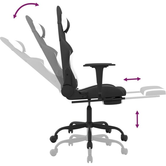 Καρέκλα Gaming VIDAXL 345488 με Υποπόδιο - Μαύρο image 9