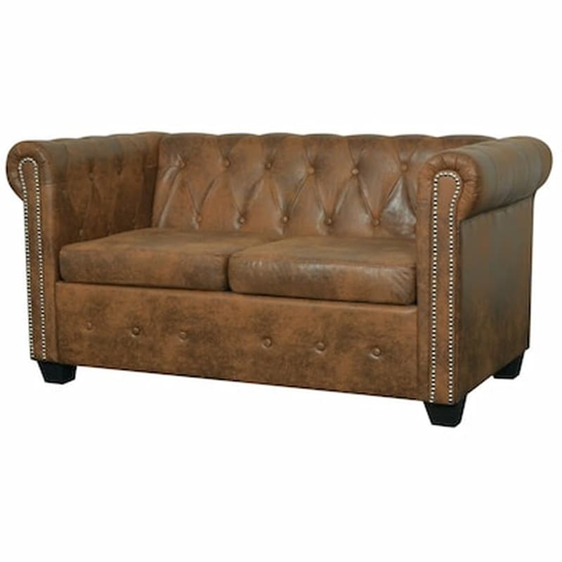 Διθέσιος Καναπές VidaXL Chesterfield 145.5x76cm - Καφέ