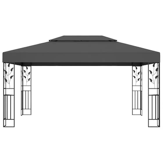 Κιόσκι Vidaxl Ατσάλινο με Διπλή Οροφή και Φωτάκια 3x4m - Ανθρακί image 3